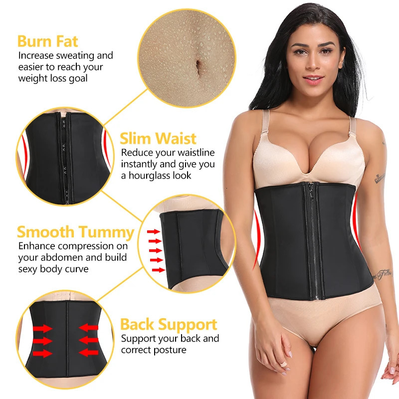 Women Waist Trainer Corset Slimming Body Shaper Trimmer Belt Latex Sauna Sweat Girdle Weight Loss Shapewear Fat Burning Cinchers 250617