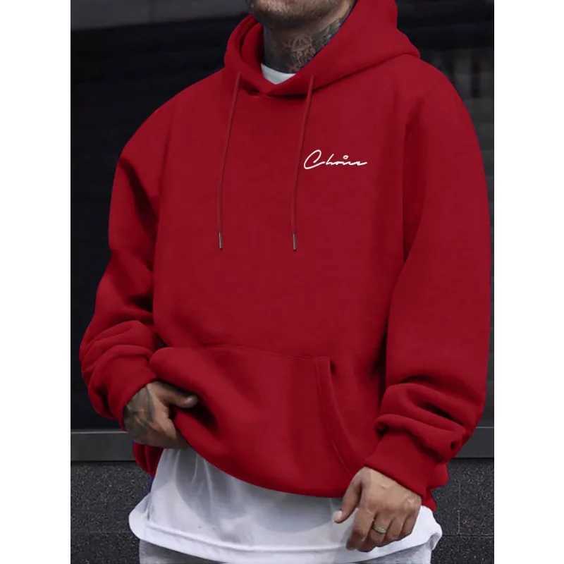 2025 New Simple Printed Mens Casual Hoodie Comfortable Hoodie with Kangaroo Pocket Loose Casual Four Seasons Street Hoodie XJ250621