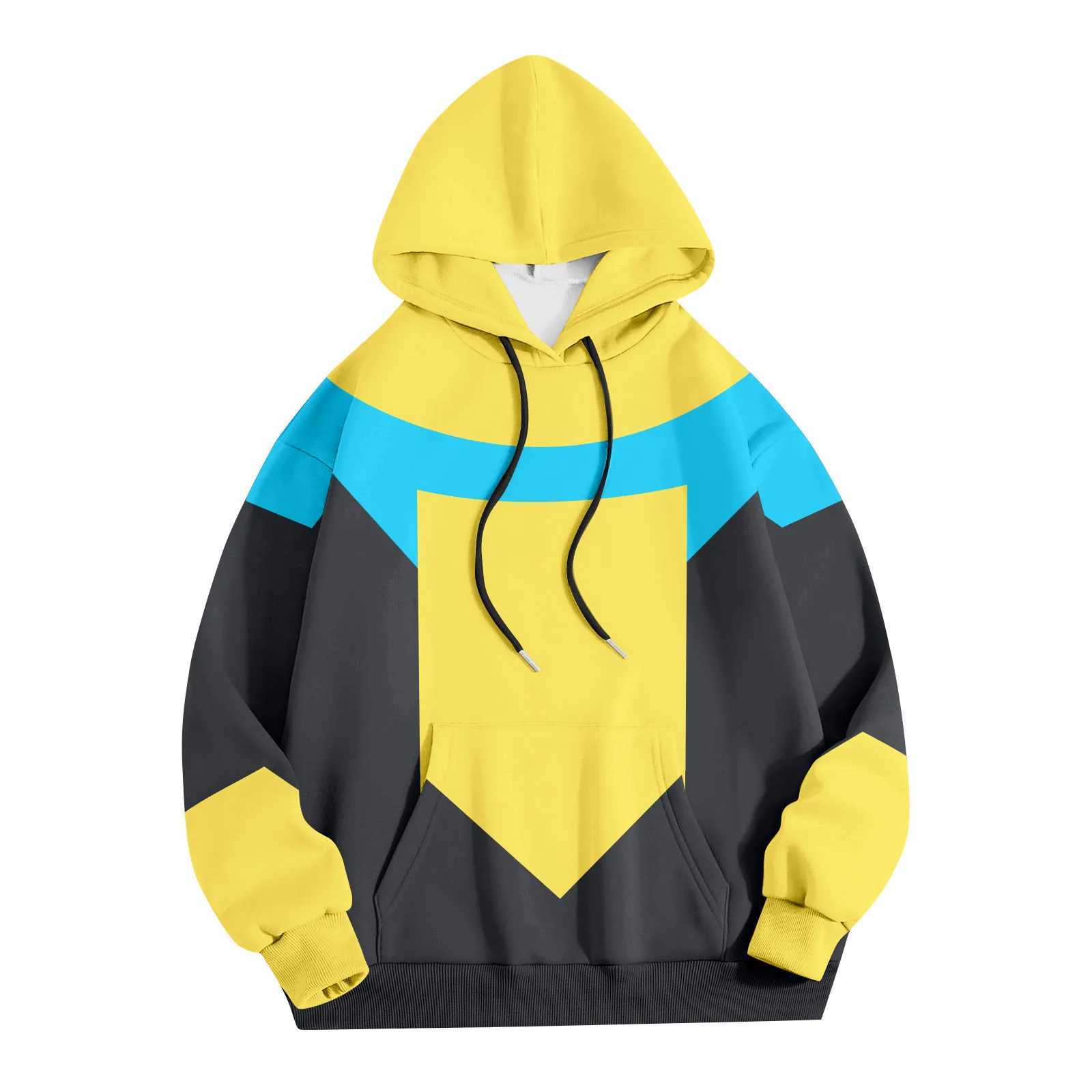 Invincible Color Blocked Printed Sweatshirt For Men Spring Hooded Shirt Long Sleeved Hooded Top With Pockets MenS Pullover XJ250621