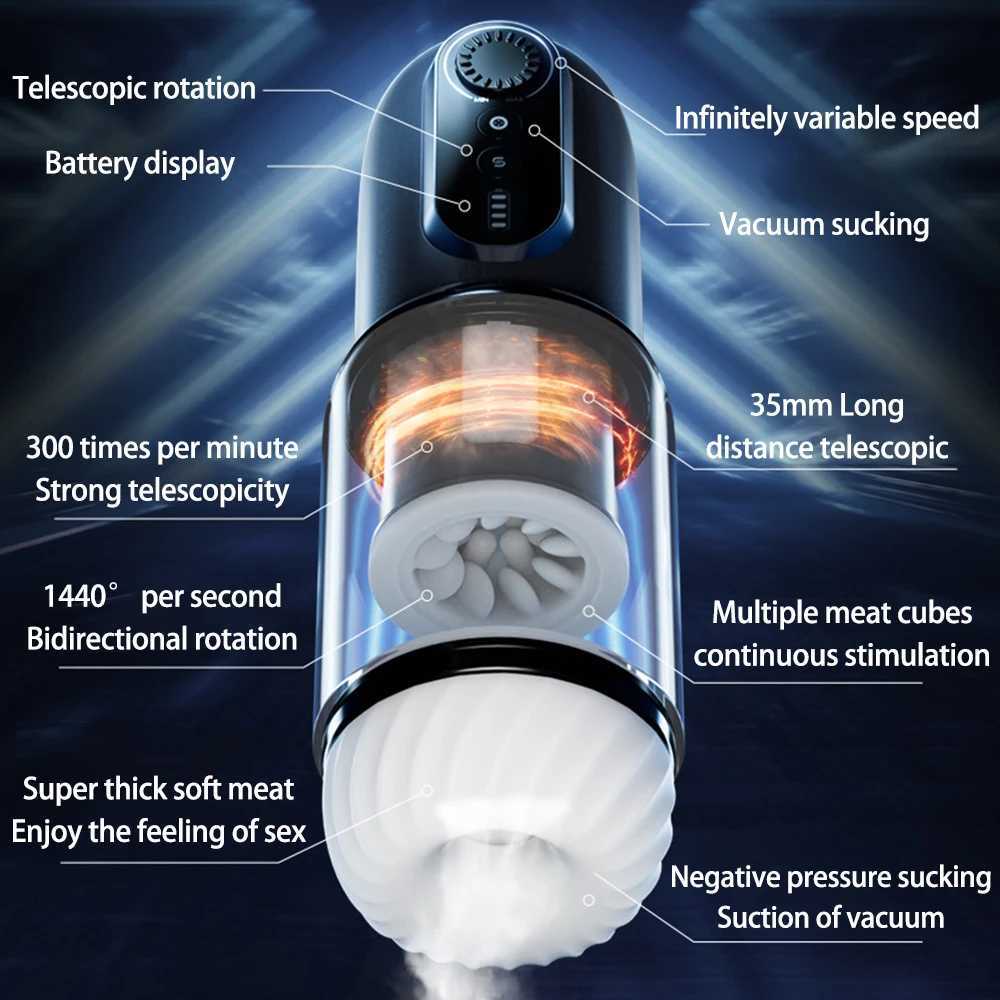 Automatic Male Masturbator Powerful Vacuum Sucking Blowjob High-Speed Piston Thrusting Rotating Masturbation Cup Sex Toys for Men W250621