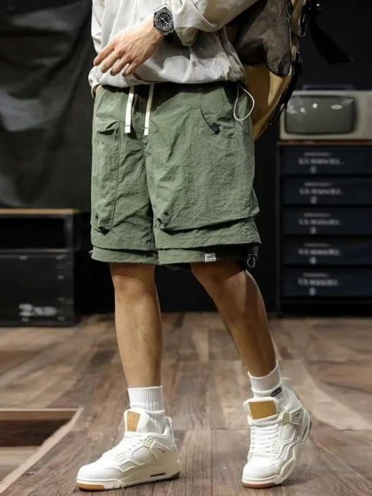 Short Pants for Men Multi Pocket Quickly Do Elastic Waist Solid Mens Cargo Shorts Comfortable Summer Heavy Luxury Casual W250621