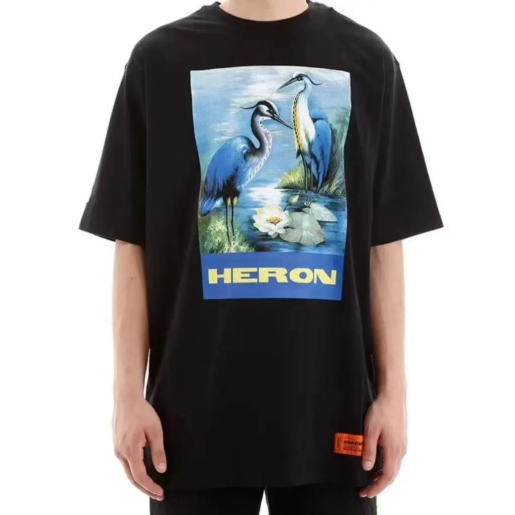 T-shirt Printing Oil Painting HP Heron Men Women with The Same Style European American Short Sleeves