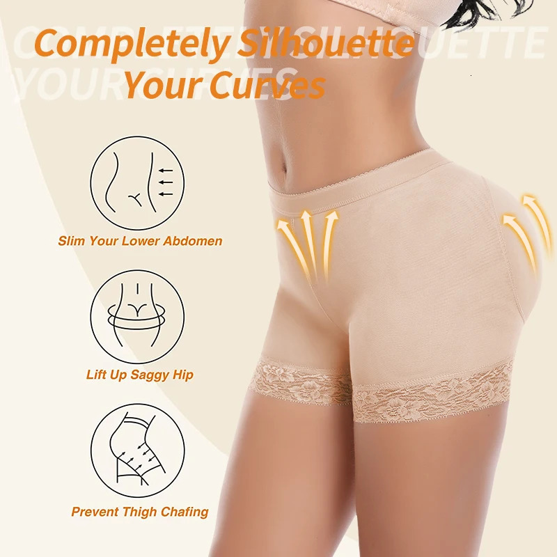 Women Butt Lifter Padded Lace Panties Mid Waist Hip Enhancer Pads Shorts Underwear Tummy Control short Body Shaper 250617