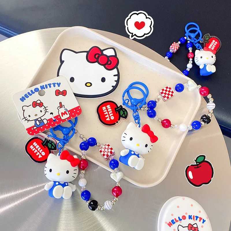 Sanrio Hello Kitty Beaded Keychain Cute Cartoon Charm for Keys Bags Purse Backpack 3D Acrylic Pendant Gift for Girls Accessoriesw250612