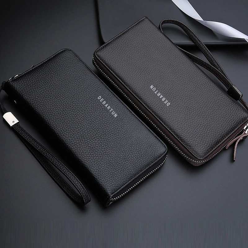 Mens Long PU Leather Wallet - High Quality Zipper Card Holder Large Capacity Purse for Men Z250621