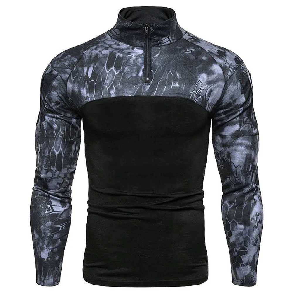 Mens Tactical Sweatshirt Outdoor Hoodies Men Spring Fall Long Sleeve Pullovers Lightweight Stand Collar Slim Fit Sweatshirts XJ250621
