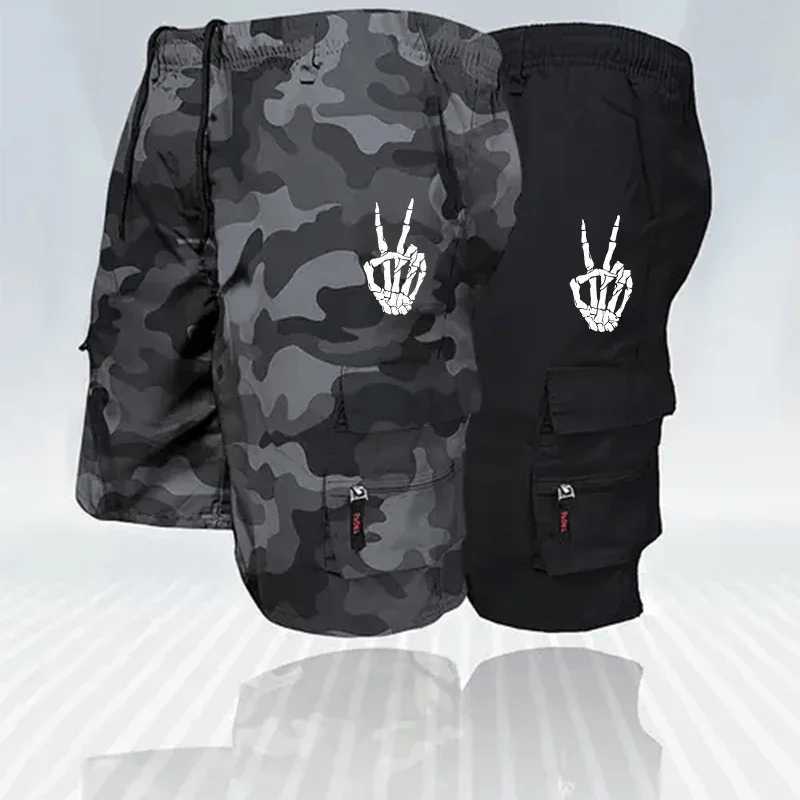 Fashion Cargo Shorts Men Summer Camouflage Solid Black Khaki Multi Pocket Loose Fit Utility Style Short Trousers New Item W250621