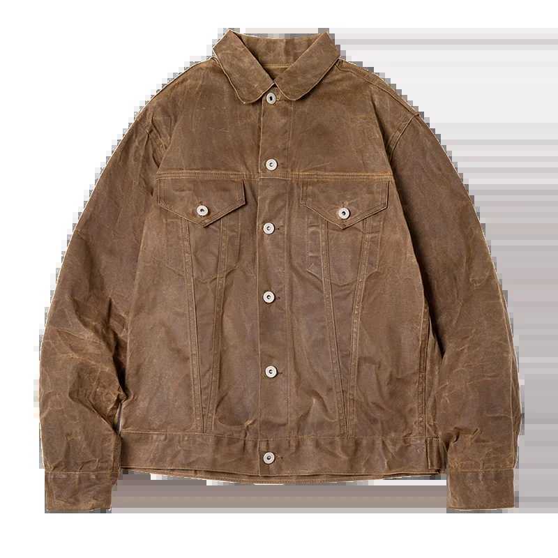 Maden Retro Heavyweight Canvas Oil Waxed Jacket Cotton Waterproof Hunting Coat Male Spring Khaki Casual Work Safari Style Jacket XJ250621