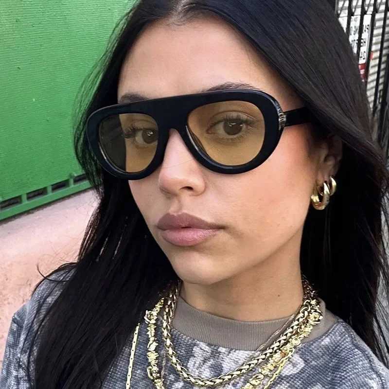 Vintage Brand Designer Flat Top Pilot Sunglasses Women For Men Fashion Popular Luxury Sun Glasses Punk Outdoor Driving Eyewear W250621