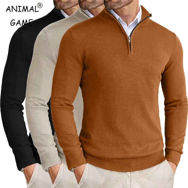 Mens Quarter Zip Up Sweaters Slim Fit Lightweight Pullover Outdoor Mock Neck Tops Half Turtleneck Knitted Streetwear Z250621