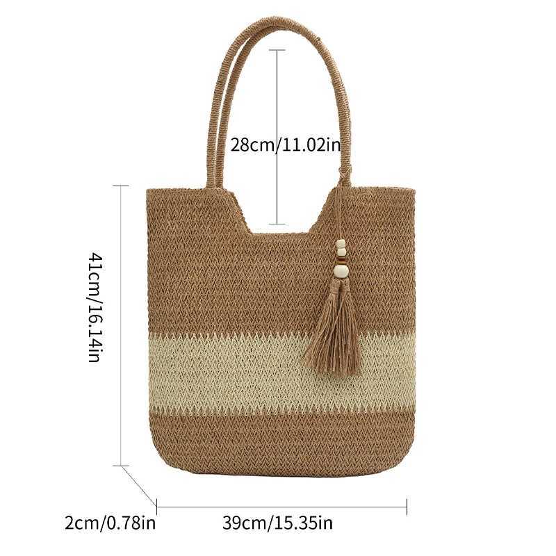 1 Straw Womens Shoulder Bag Handbag Fashion Casual Summer New Hawaiian Style Beach Holiday Seaside Environmental Protection XJ250620