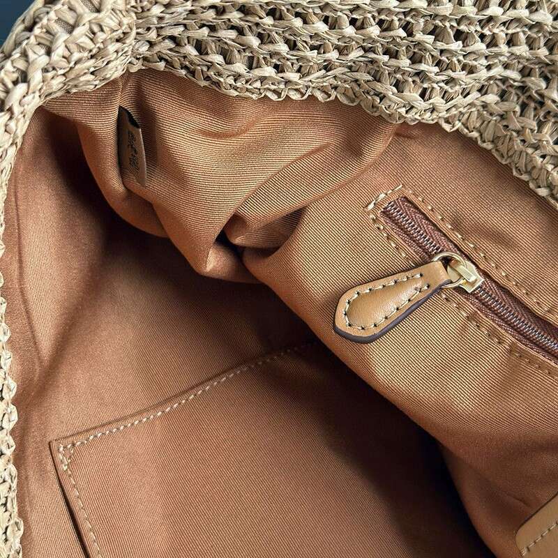 Beach Bag Luxury Straw Bag Straw Tote C Brand New Beach Summer Raffia Woven Shopping Tote Shoulder Vacation Travel Bag