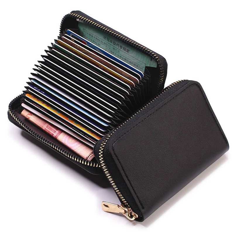 Business Card Holder Wallet Women/men Gray Bank/ID/ Holder 9 Slots Card Wallet PU Leather Protects Case Coin Purse Z250621