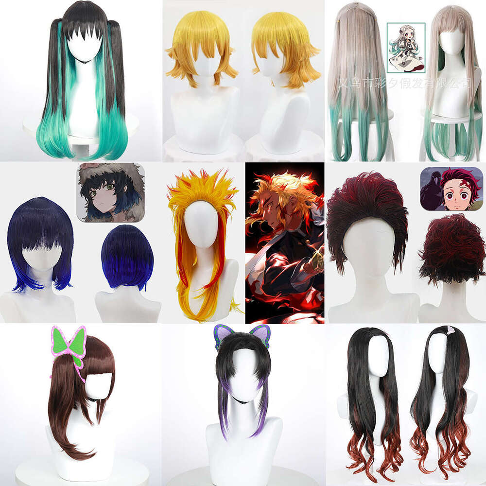 Demon Slayer Cosplay Nezuko Kamado Giyu Tomioka Zenitsu Anime Wig