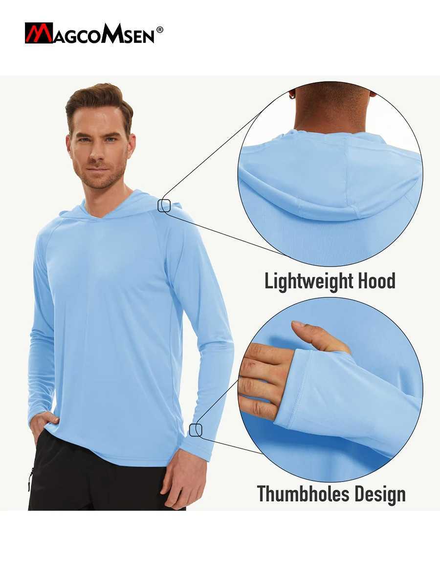 MAGCOMSEN Sun Protection T-shirts Mens Long Sleeve UPF 50+ Anti-UV Beach Summer Hoodie T-Shirts Quick Dry Multi Color RashguardXJ250621
