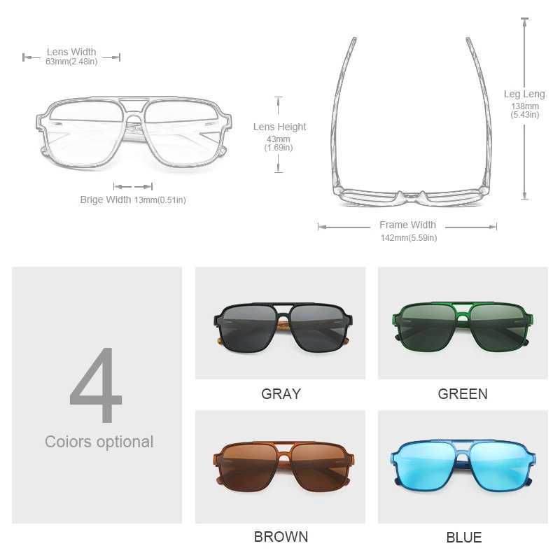 Oi Wood Sunglasses for Men Wood Sun Glasses Man Eyeglasses Polarizing Glasses UVA B Protection Eyewear ECO-Friendly W250621