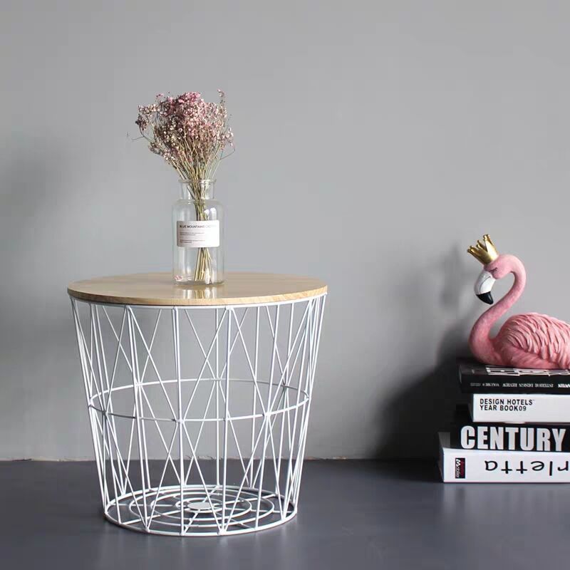 B6214 Nordic style iron bedside table minimalist multifunctional storage basket