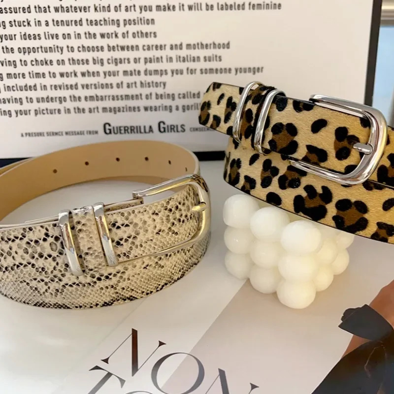 Y2K Jeans Leopard Print Belt Spice Girls Snakeskin Pattern Belts Alloy Buckle Waistband Unisex Long Term Use PU Leather Belt 250617