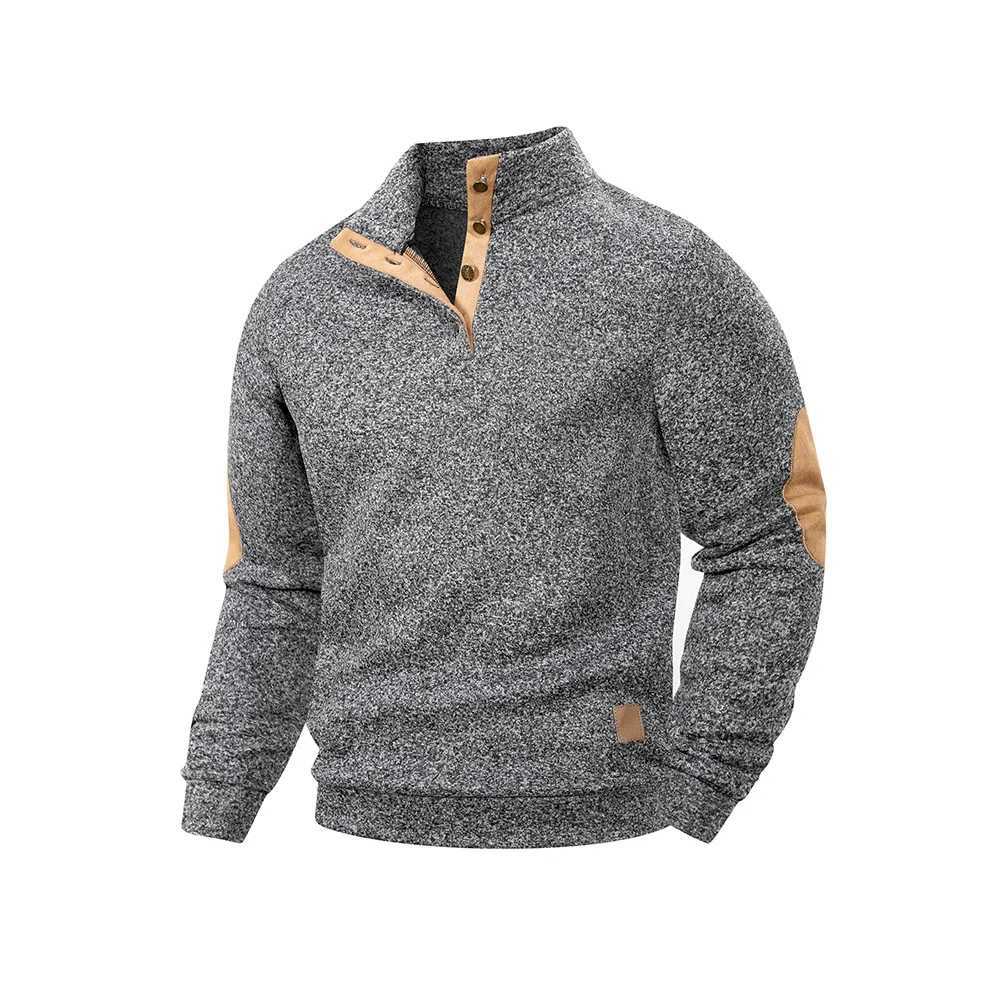 Spring and Autumn Mens Long Sleeve Sweatshirts Casual Button Down Lapel Pullover Knitted Sweater Outdoor Sports Pullover Z250621