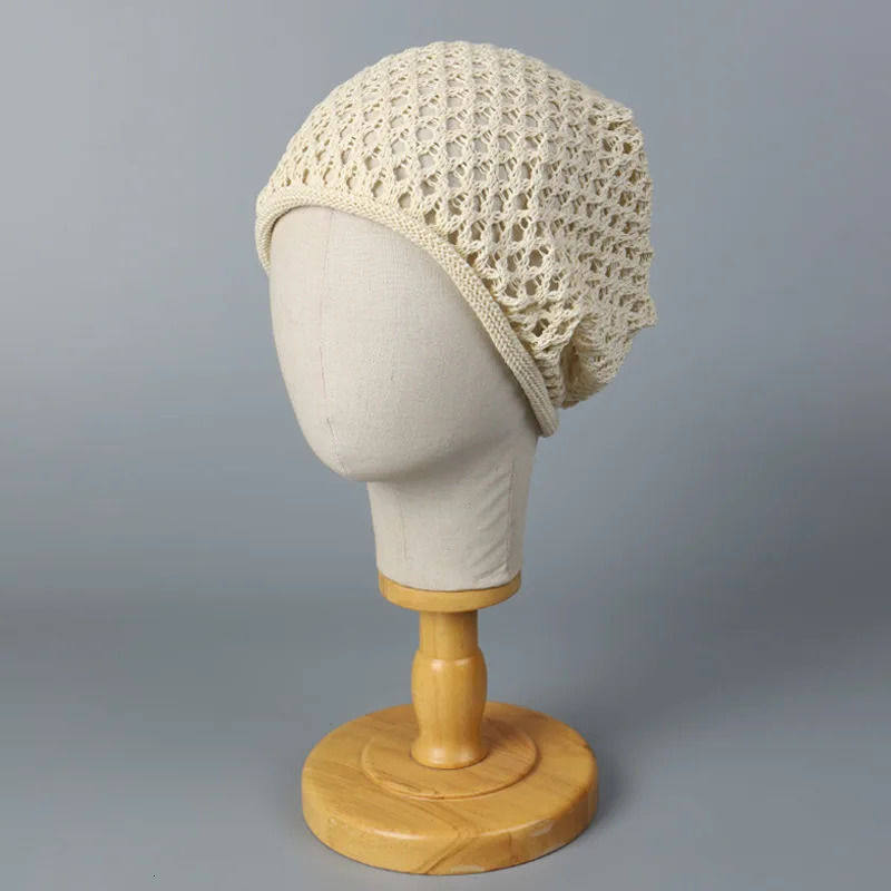 Beanie Openwork Women Knit Hat Breathable Solid Color Summer Accessory For Daily Outfit Party 250618BJ - view 3
