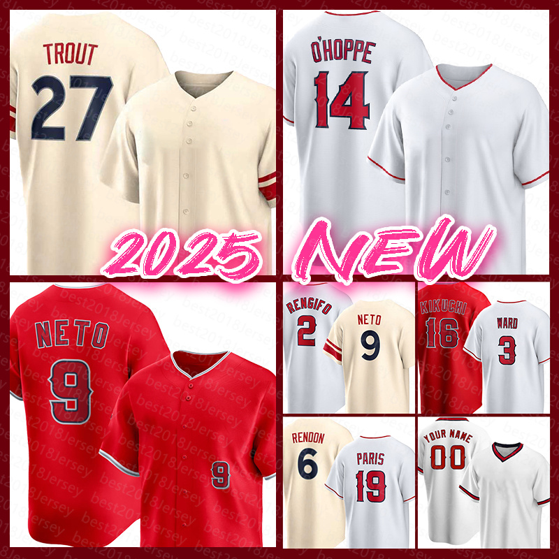 Mens Luis Rengifo Baseball Jerseys Logan O'Hoppe Mike Trout Angels Yusei Kikuchi Zach Neto Kyren Paris Taylor Ward Travis d'Arnaud Anthony Rendon Ben Joyce
