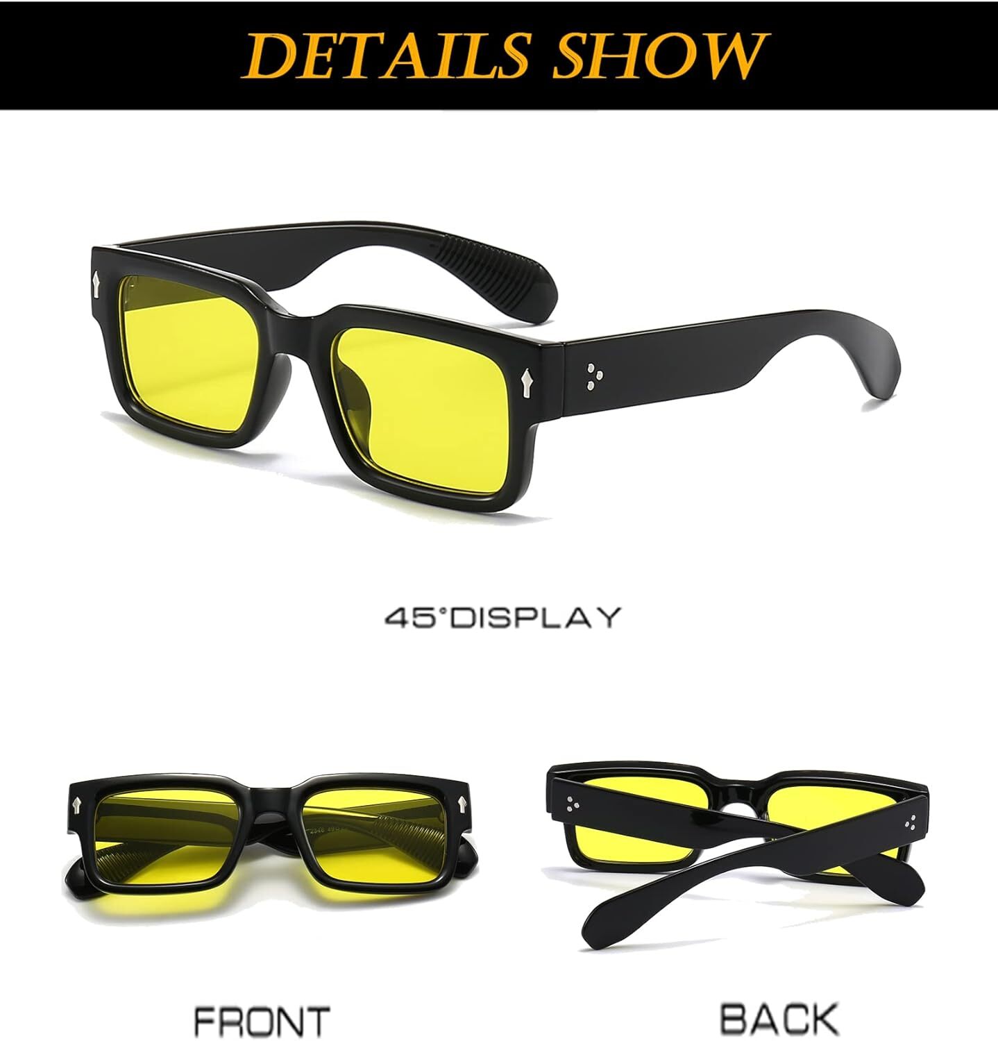 Designer sunglasses Square Frame Sunglasses for Women Men Trendy Chunky Rectangle Sun Glasses Black Shades UV400 Protection