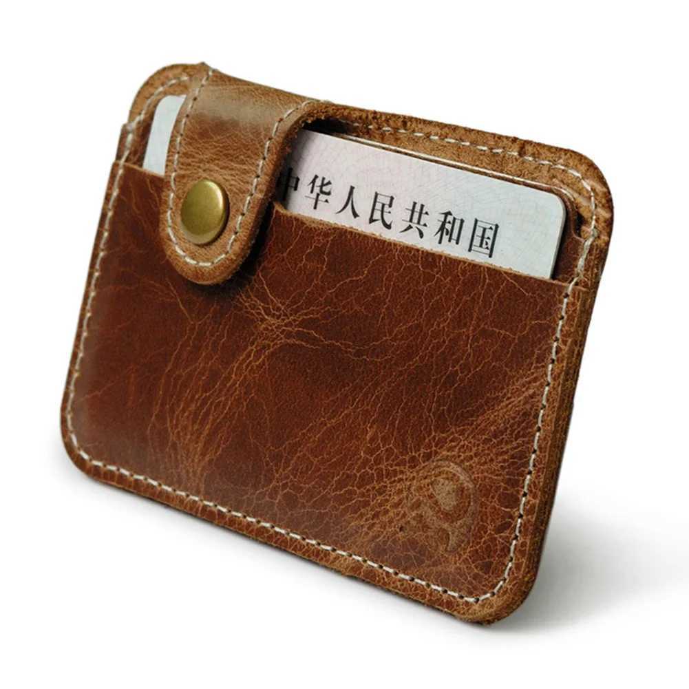 Vintage Leather Business Mini Holder For Men Women Convenient Small Wallet ID Cash Card Case Slim Coin Purse Z250621