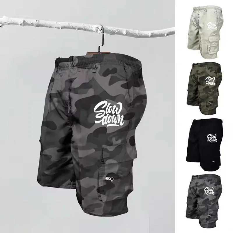 Mens Summer Shorts Solid Color Cargo Big Pockets Army Tactical Short Pants Casual Outdoor Loose Trousers Fashion Style Fabric W250621