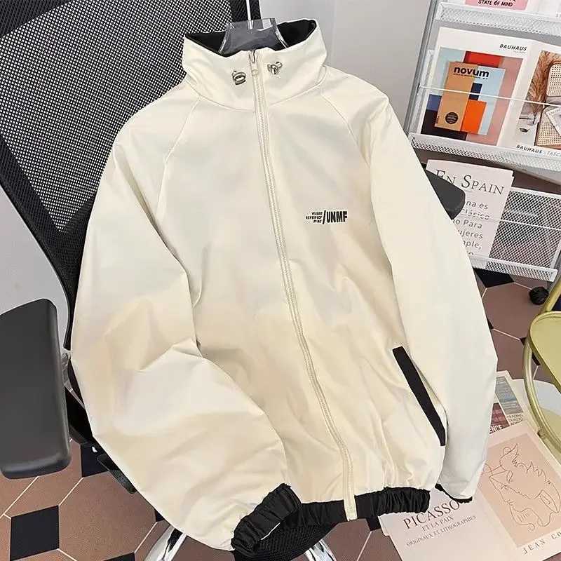 Mens Womens Jackets Spring Autumn Zip Up Sweatshirt Reversible Wear Long Sleeve Windbreaker Waterproof Outerwear Couple Jacket XJ250621