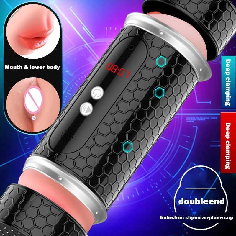 Automatic Male Masturbator Cup Dual Channel Vagina Blowjob Pocket Vibrator Timing Sucking Masturbation Cup Adult Sex Toy for Men W250621
