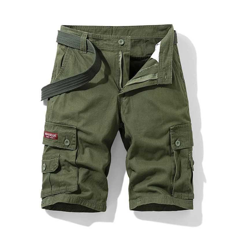 2025 Summer Men Shorts Fashion Plaid Beach Shorts Mens Casual Shorts Military Short Pants Male Bermuda Cargo Overalls No Belt W250621