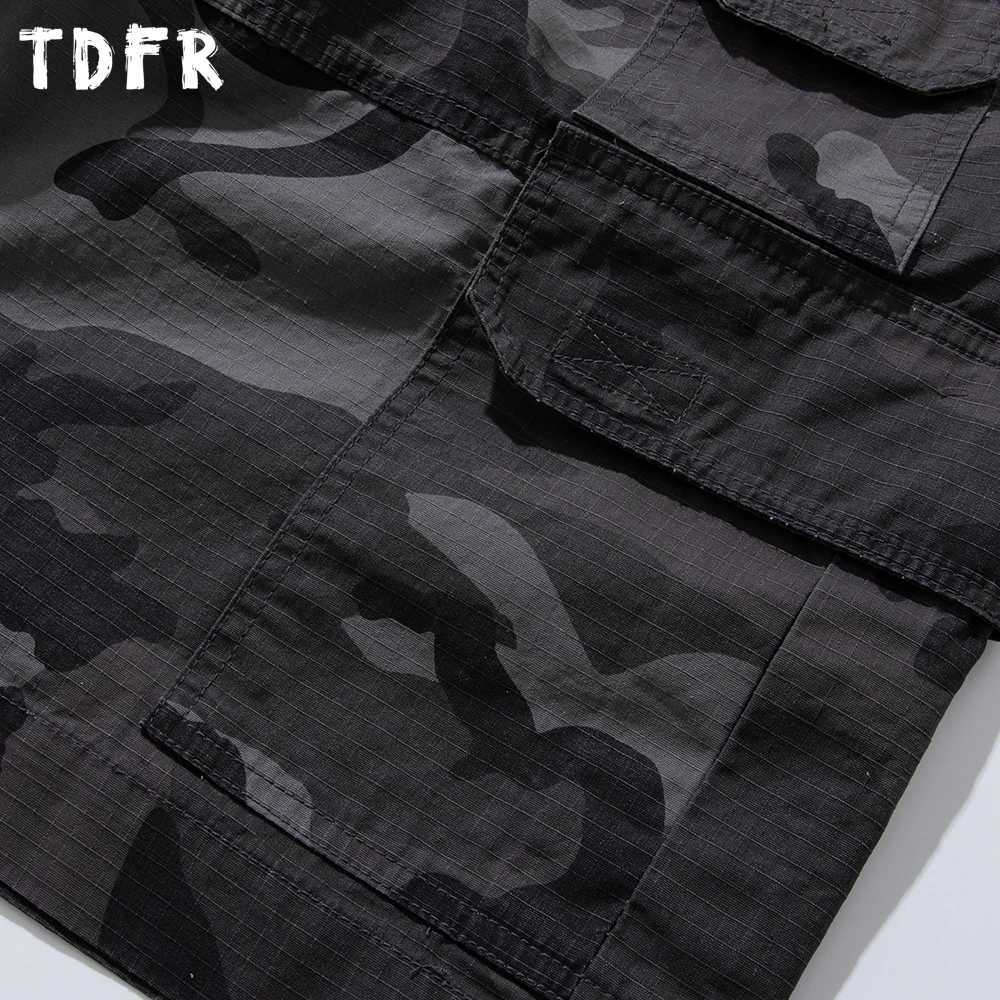 Camouflage Cargo Shorts Mens Pocket Summer Safari Style Elastic Waist Loose Wide leg knee-length shorts Men W250621