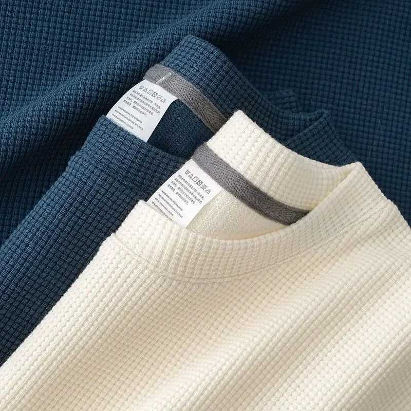 Mens New Summer Waffle Round Neck Short Sleeve T-Shirt Comfortable Breathable Short-Sleeved Top for Casual Wear Z250621