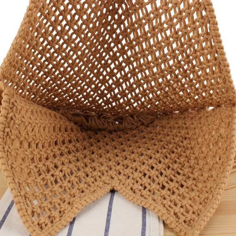 Fashion Women Shoulder Bag Summer New Hollow Out Mesh Hand Woven Tote Bag Casual Tassel Beach Bag Versatile Commuting Handbag XJ250620