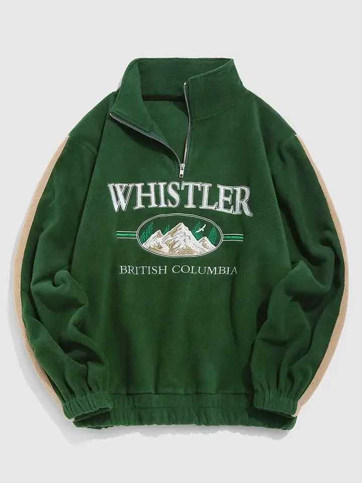 Hoodie For Men Fall Winter Fleece Sweatshirts Letter Embroidery Turtleneck Hoodies Pullover Vintage Streetwear Warm Sweats XJ250621