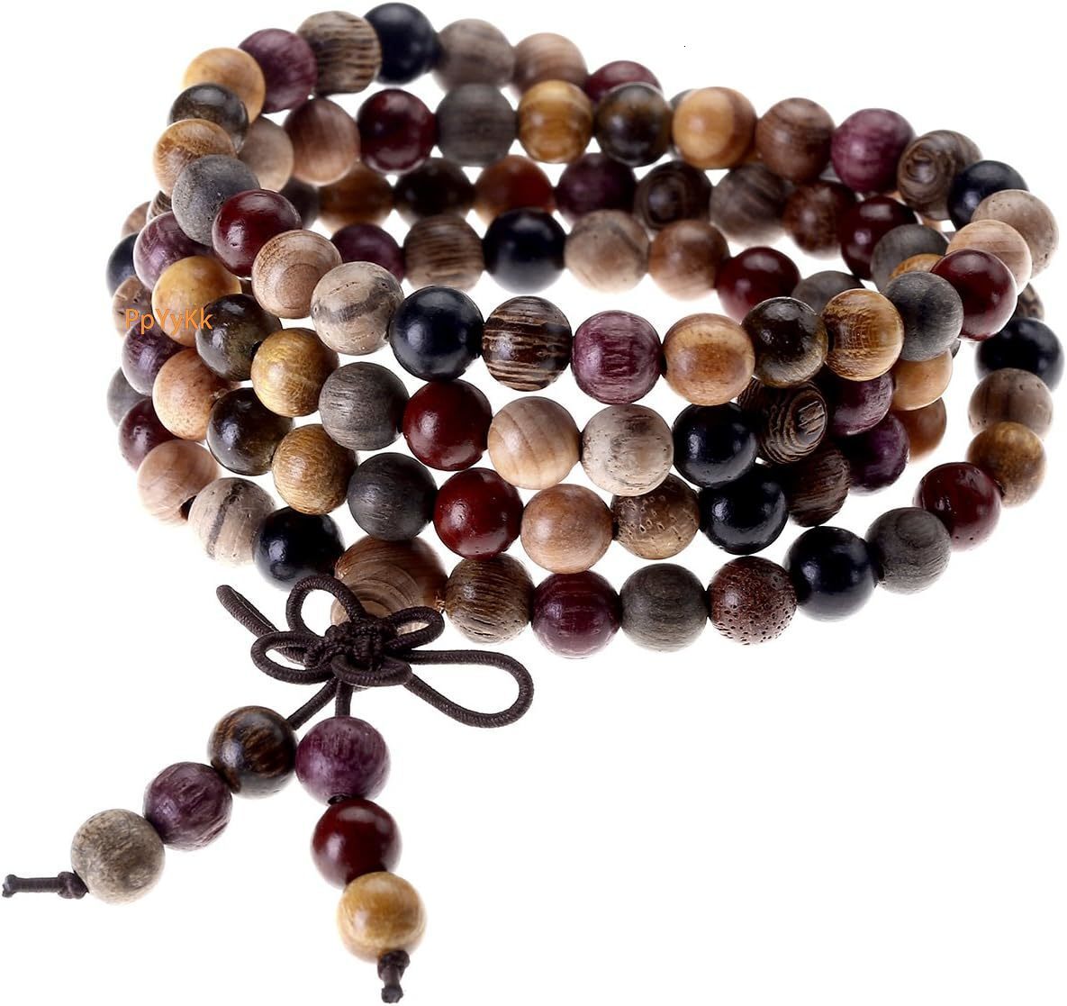 Attract Prosperity Unisex 108 Natural Wood 6mm 8mm Beads Bracelet Buddhist Rosary Mala Necklace 8mm Sandalwood Buddhist Consecration Ward Off Evil