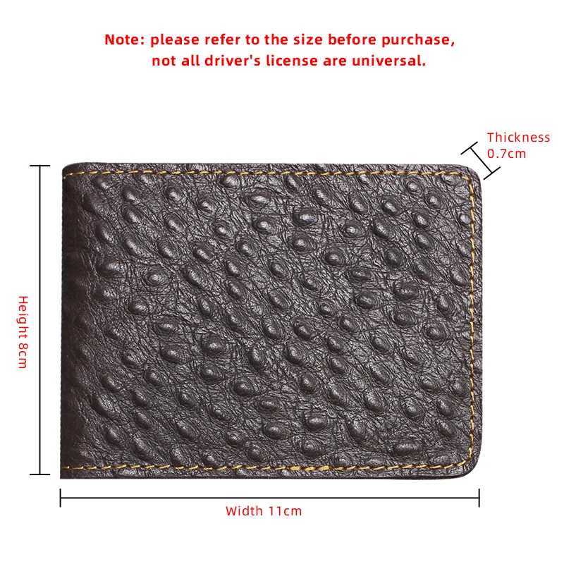 Handmade Genuine Leather Ostrich Pattern Driver License Documents Bag Driving Cover Credit/Bank Card Holder ID Card Slot Z250621