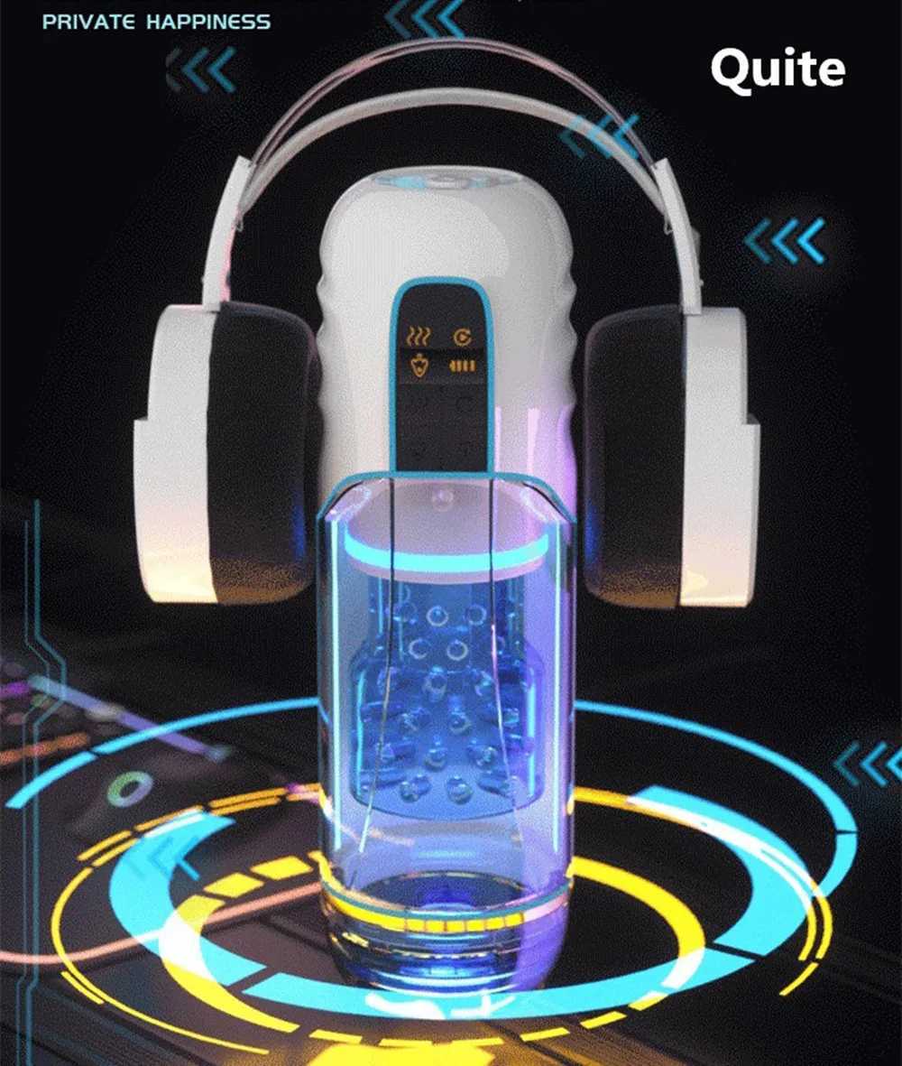 Colorful Light With Suction Male Masturbator Hands Free Pocket Pussy Man Stroker 3D Realistic Sleeve Thrusting Sex Toys W250621