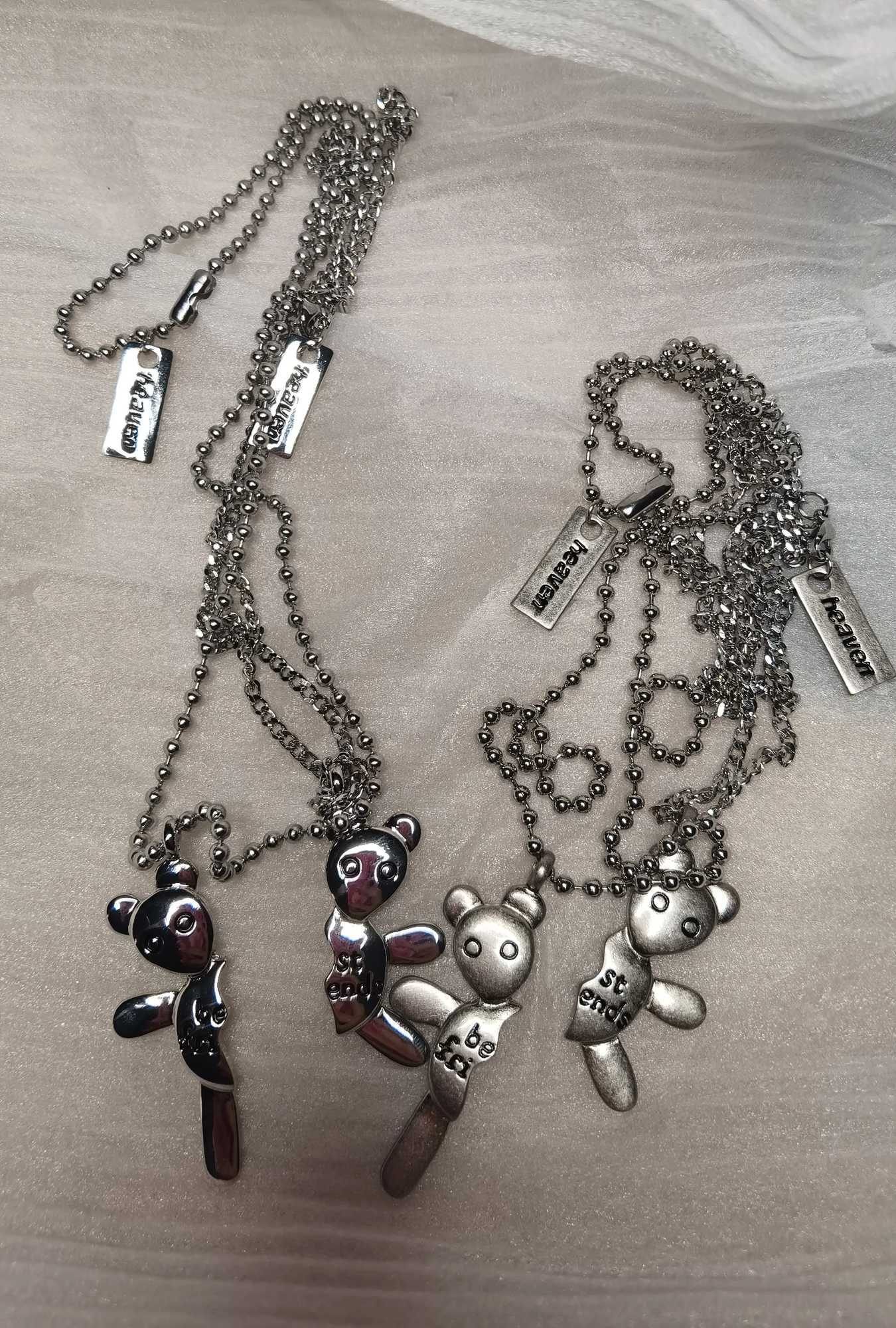 Women Men Best Friend Twice Headed Bear Couple Double Friendship Pendant Necklace Y250620