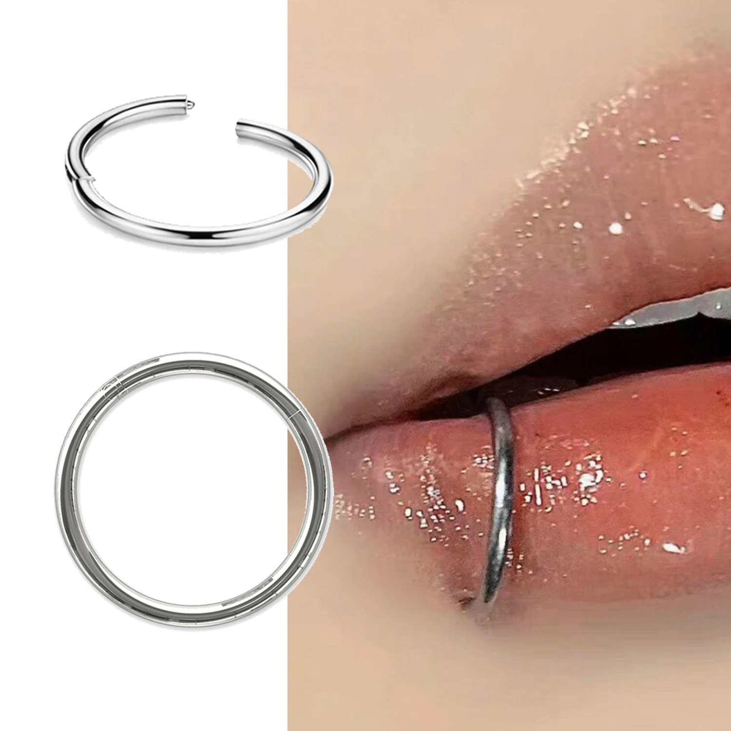 1.2mm Septum Piercing Steel Clicker Hinged Segment Ring Goth Nose Hoop Earrings Lip Ear Cartilage Helix Piercings 1Pcs 250617