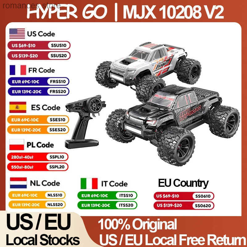MJX 10208 V2 RC Car 4WD 1/10 Hyper Go 60KM/H 80KM/H Brushless Off-Road Vehicle 2.4G Remote Control Drift Monster Truck RC Toys L250621