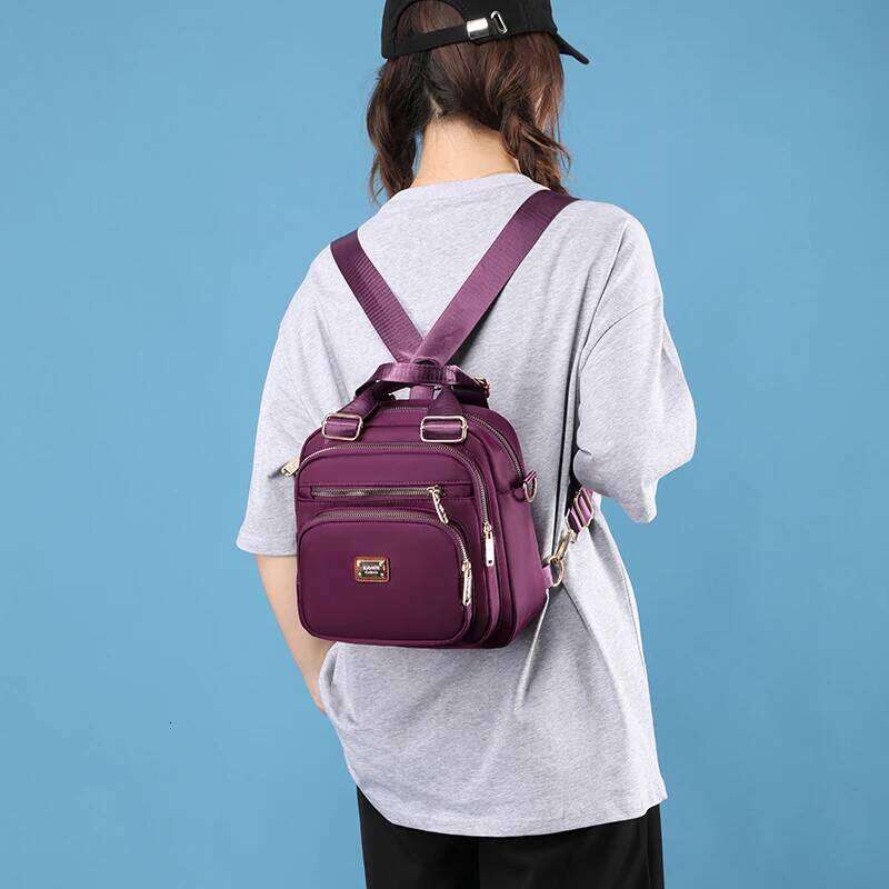Fashion Multi-Pocket Design Women Daypack High Quality Durable Nylon Female Shoulder Bag Casual Girls Small Shopping Backpack