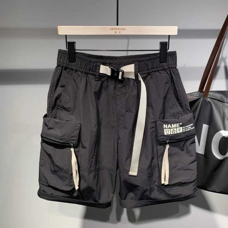 Male Short Pants Hip Hop With Zipper Blue Mens Cargo Shorts Printed Streetwear Clothing Vintage Large And Tall New In Nylon W250705