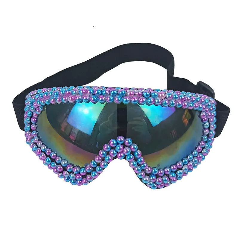 Steam Punk Diamond Decor Sun Glasses Holiday Carnival Illusion Goggles Oversize Snowing Eyewear Siamese Ski Goggles 250617