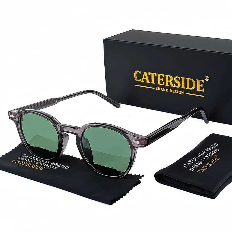 CATERSIDE Polarized Round Sunglasses Men TR Frame Core Insert Leg Sun Glasses Women Set Retro Driving Fishing Punk Eyewear UV400 W250621