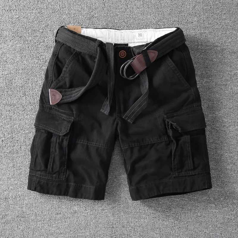 Mens Short Pants with Pockets Solid Baggy Cargo Shorts Vintage Y2k Nylon Streetwear Japanese Street Style Popular New In W250621