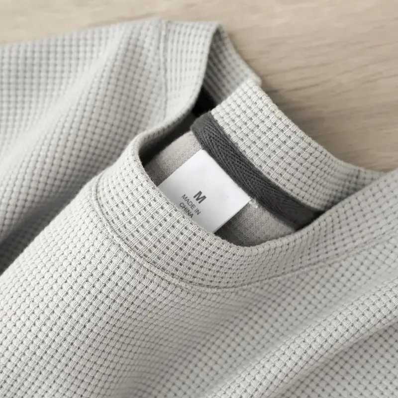 Mens New Summer Waffle Round Neck Short Sleeve T-Shirt Comfortable Breathable Short-Sleeved Top for Casual Wear Z250621