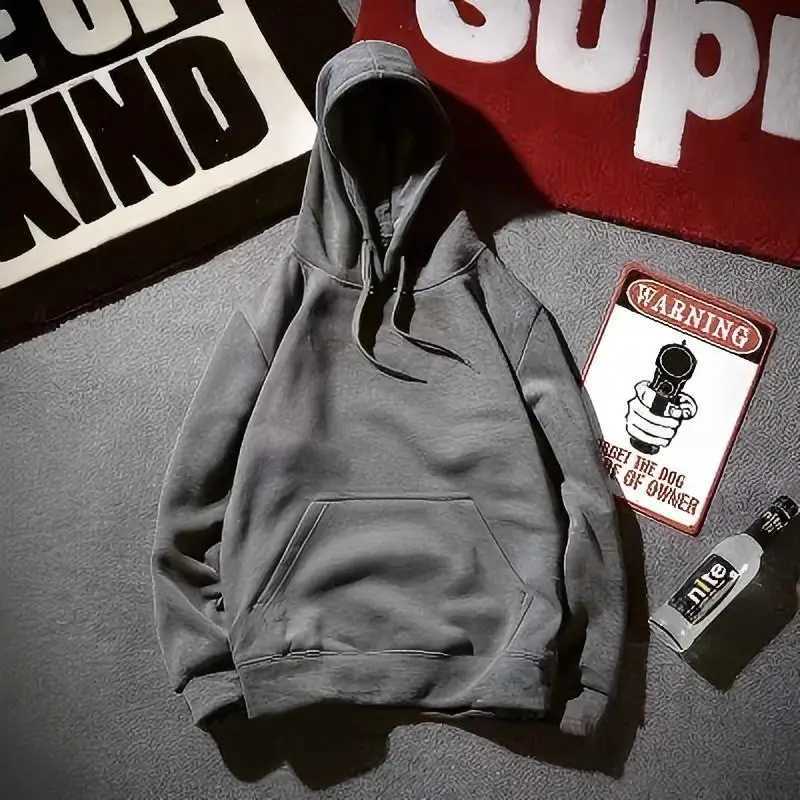 Spring Fall Men and Womens Plain Black Gray Hooded Sweatshirts Street Wear Running Sweatshirts Casual Loose Hoodie Pullovers XJ250621