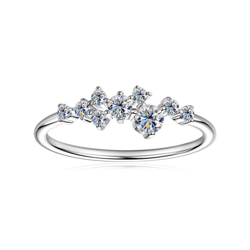 Elegant Female 0.3ct Moissanite Ring, Female Starry Sky Star, 925 Sterling Silver Ring