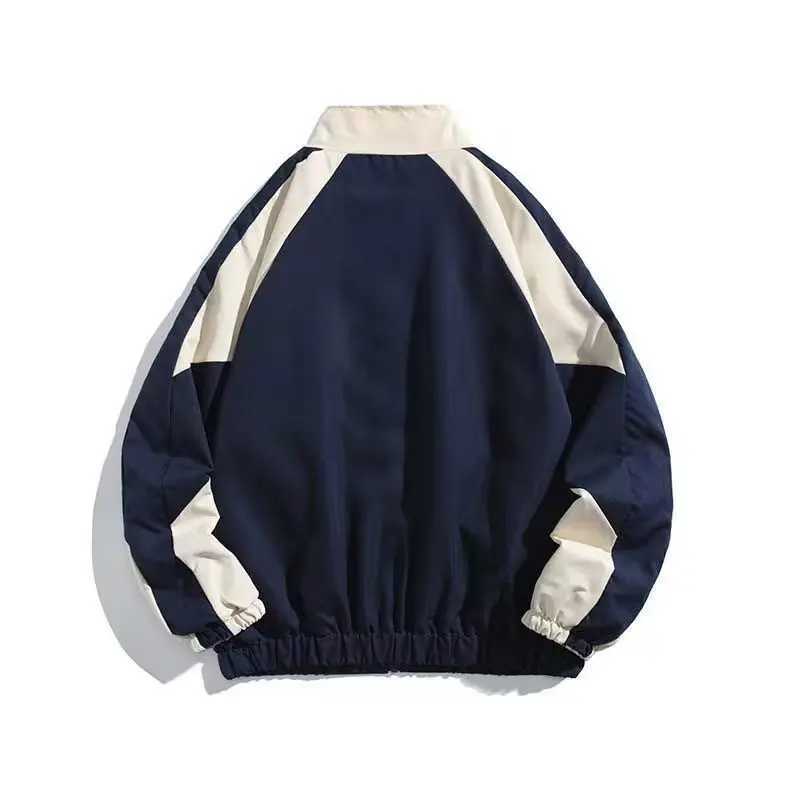 Mens Casual Jacket Contrasting Color Retro Streetwear Coat Zip Up Jacket Windbreaker Thin Sports Coats Outdoor Hiking Clothes XJ250621